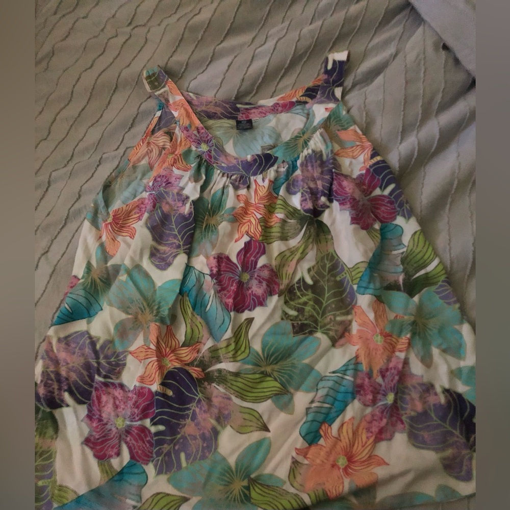 Hibiscus Collection Hawaiian Aloha Print Tank Top Size XXL